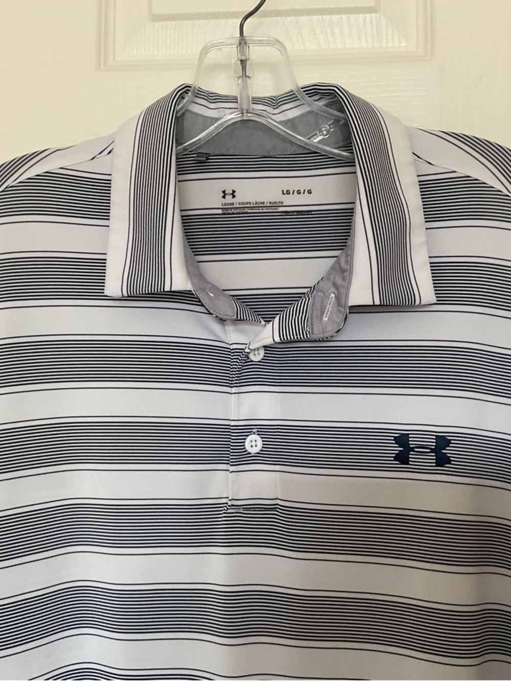 Under Armour Loose Fit Heatgear Polo Shirt White Gray L